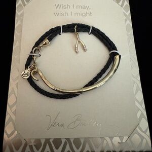 Vera Bradley Black and Gold Wishbone Bracelet